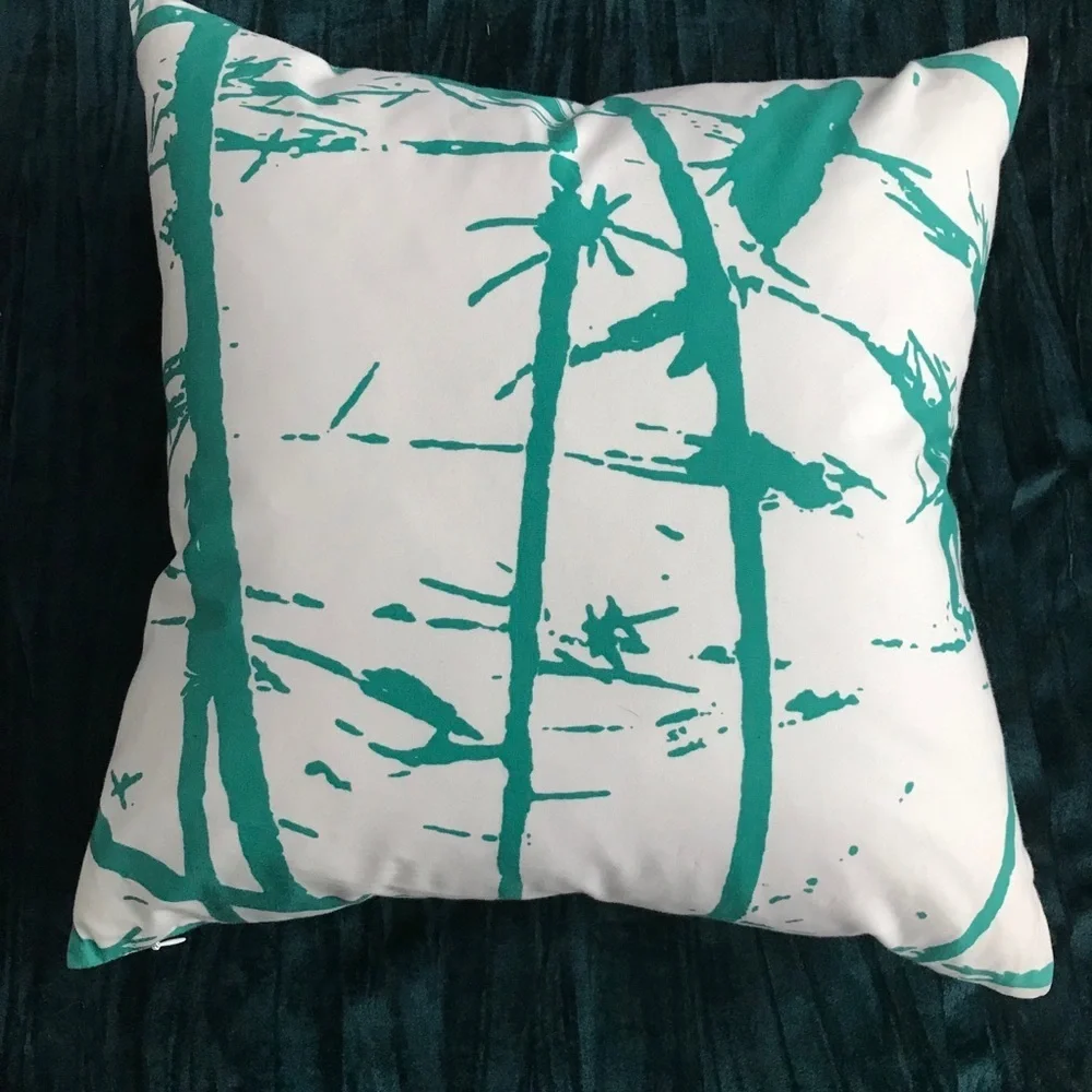 Set of 2 Unison Throw Pillows Teal White Splatter green blue